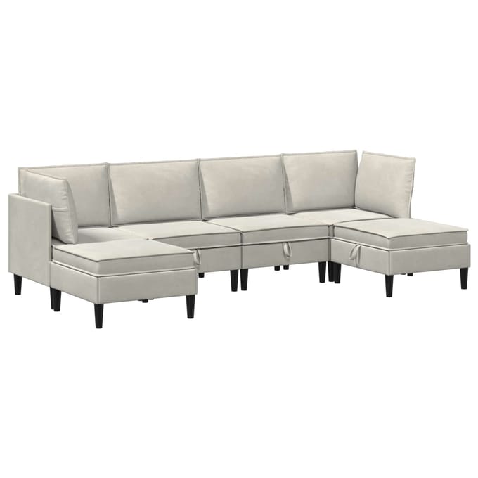 vidaXL - Woonkamer - Meubelset - 6 - st - Crèmekleurig - Fluweel
