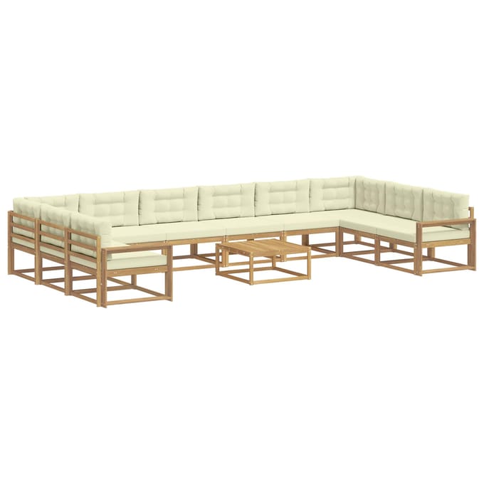 vidaXL - Buiten - bank - set - 11 - st - Wit - en - crèmekleurig