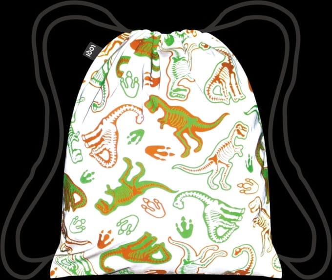LOQI Backpack Medium - Dinosaur Skeleton reflecterend