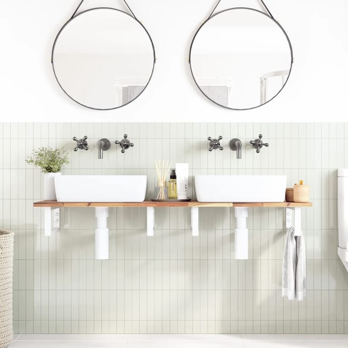 vidaXL - Badkamer - wandschap - staal - en - massief - acaciahout