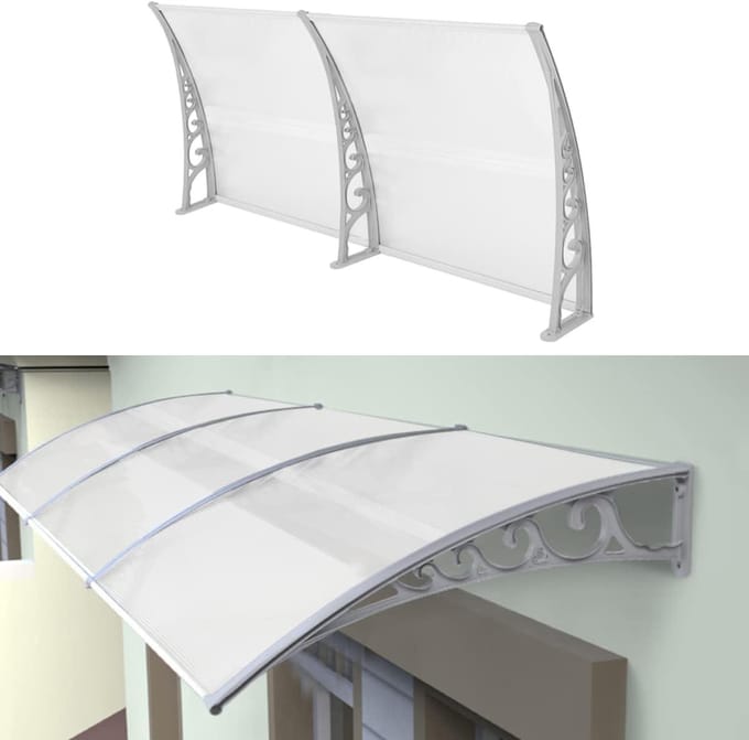 Voordeur Luifel - Afdak Deur - Bescherming Buiten - Gebogen Ontwerp - 300 cm - Semi-transparant