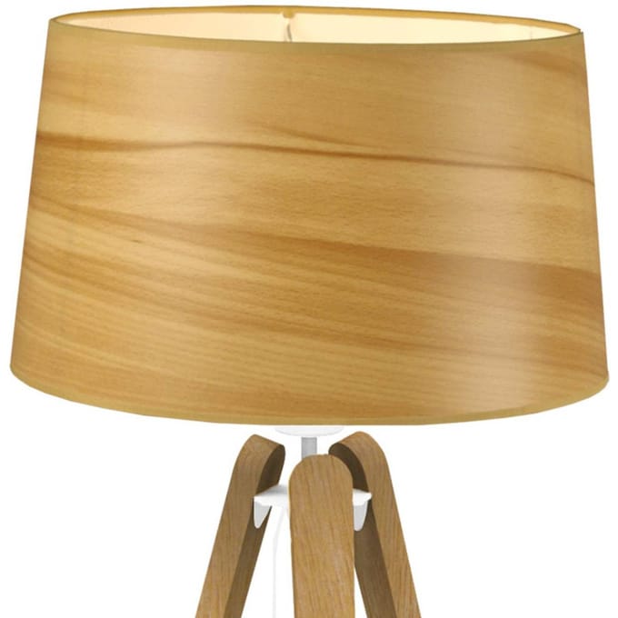 Aluminor Tafellamp Essence LT, houtoptiek-katoenkap