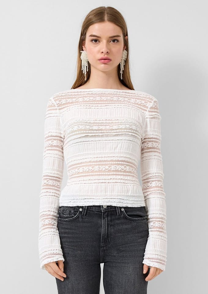 Q/S designed by - Dames t-shirt - Maat S - Vrouwen - wit - polyamide