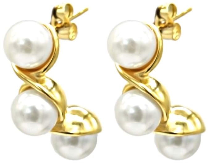 Oorbellen met Parels - Oorhangers - RVS - 3 cm - Goudkleurig