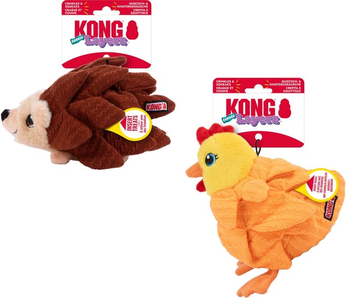 Kong Layerz Forage Hen - Knuffel - 11.43x15.24x22.86 cm Geel M/L
