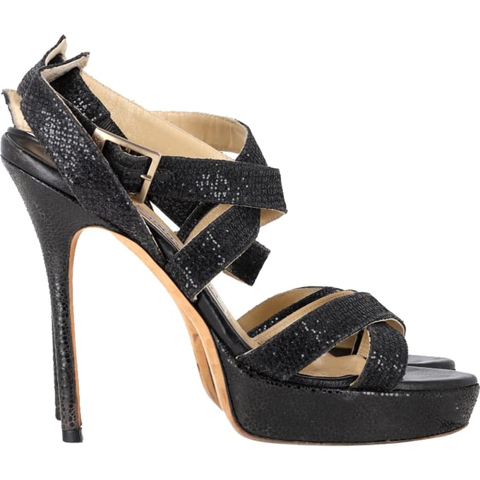Jimmy Choo Vamp platform sandalen met glitter in zwart leer