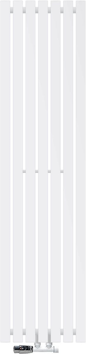 Badkamerradiator Stella 370x1400 mm wit met muuraansluitset
