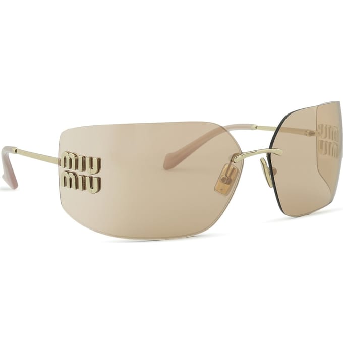 Miu Miu Logo Reliëf Decoratief Metaal Onregelmatige Vorm Zonnebril Dames zonnebril Goud SMU54Y-ZVN20F Basic Packaging-Eyeglass Pouches+Box