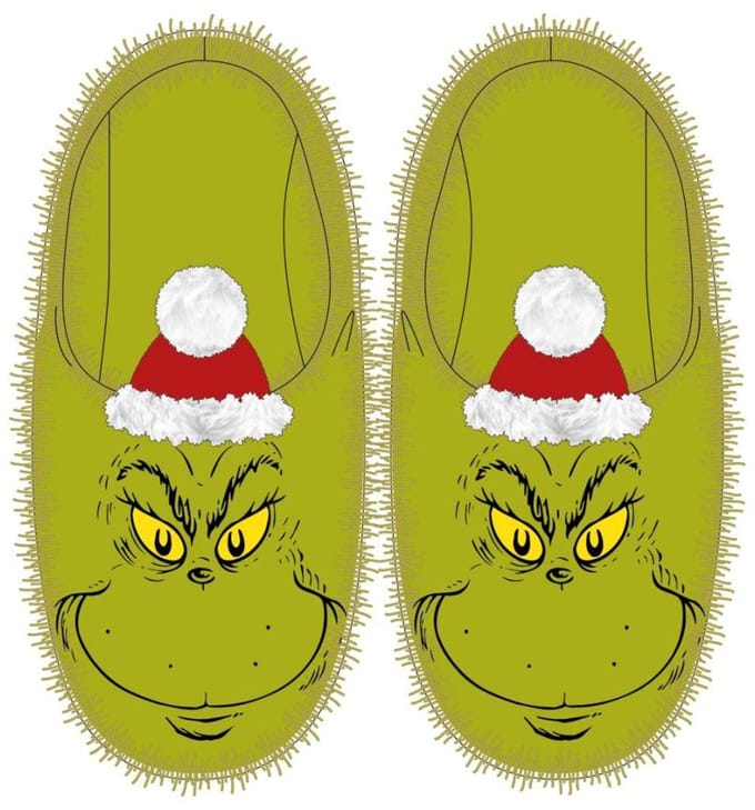 De Grinch Santa Hat volwassen winterslippers 44/45