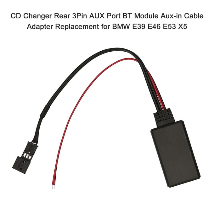 CD-wisselaar Achter 3-pins AUX-poort BT-module AUX-kabeladapter Vervanging voor BMW E39 E46 E53 X5 zwart