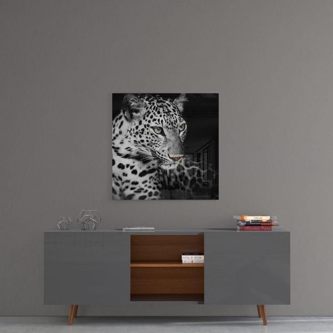 Luipaard Uv Bedrukte Tempered Glas Schilderij 50x50 cm