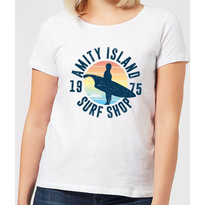 Jaws Amity Surf Shop Dames T-shirt - Wit - XXL