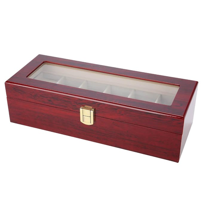 Boîte de rangement pour montres en bois à 6 compartiments gray