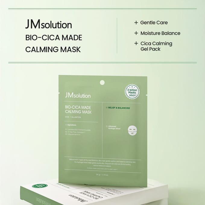 JMsolution Bio-Cica Made Kalmerend Masker - Intens Kalmerend & Barrière Herstellend Hydrogel Sheet Mask 34g (4 vellen)