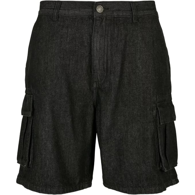 Urban Classics - Organic Denim Cargo Korte broek - Taille, 33 inch - Zwart