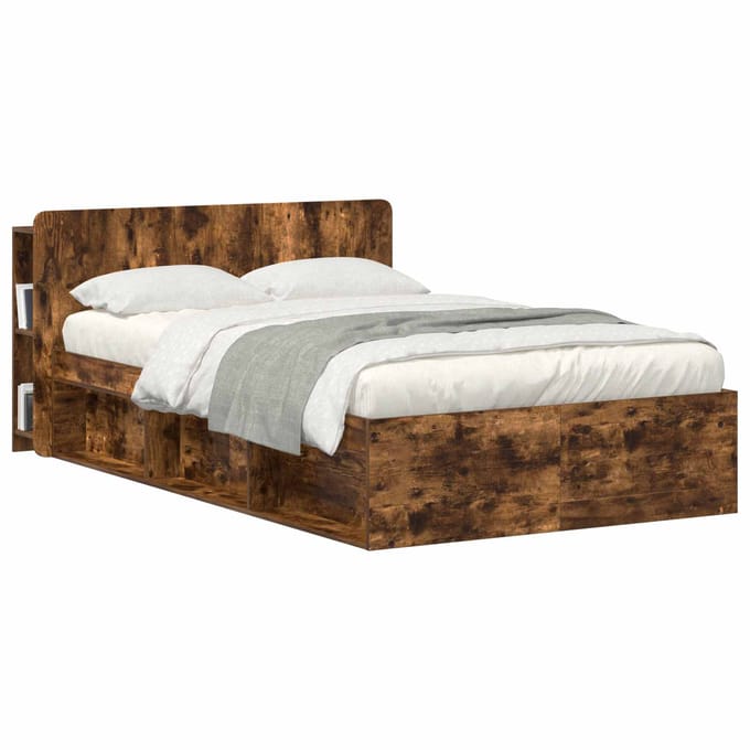 vidaXL - Hoofdeinde - Kast - met - opslag - Gerookt - eiken - Bewerkt - hout