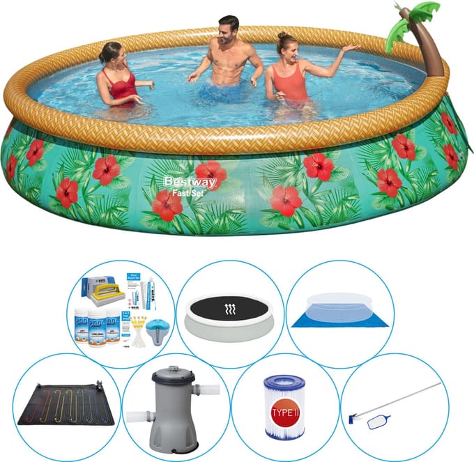 Fast Set Paradijs Bloemen Rond 457x84 cm - Zwembad Bundel