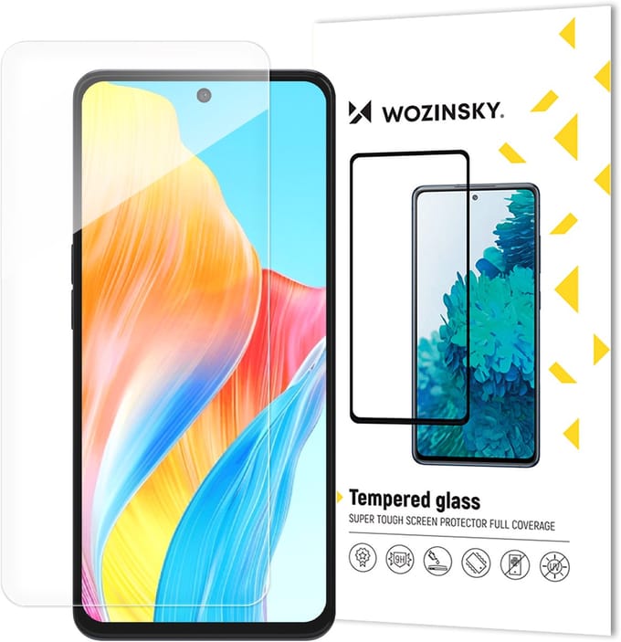 Wozinsky Tempered Glass - E-reader schermbescherming - Oppo A98 5G - 9H Twardość - Zwarte Rand
