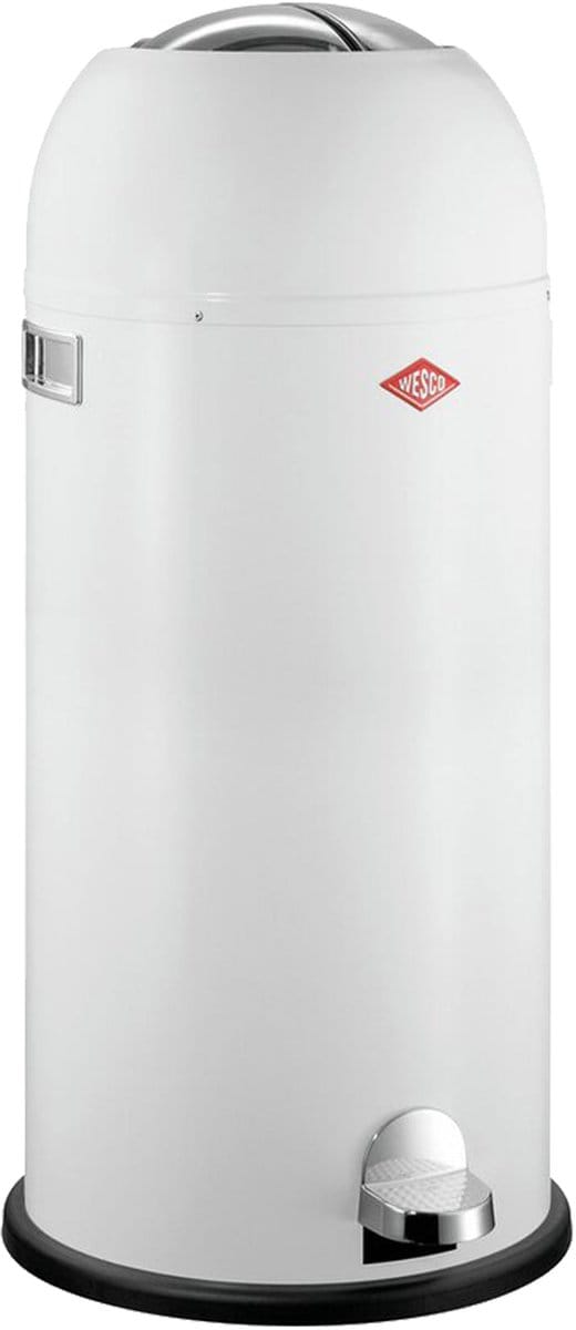 WESCO Kickmaster Maxi Prullenbak | Pedaalemmer | 40 Liter | Metaal - Wit | Vuilnisbak - Made in Germany