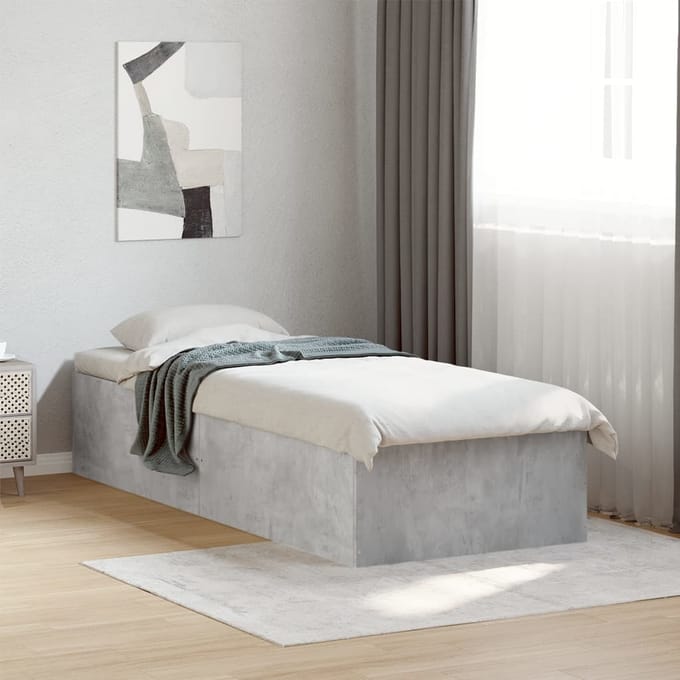 vidaXL - Bedframe - bewerkt - hout - betongrijs - 100x200 - cm