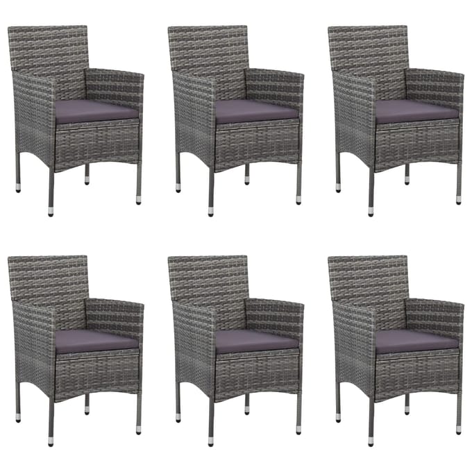 vidaXL - 7-delige - Tuinset - poly - rattan - grijs