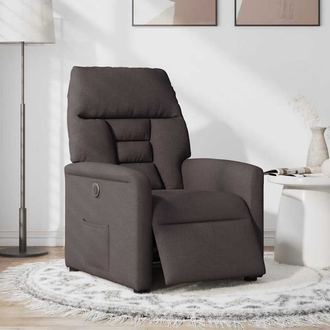 vidaXL - Fauteuil - verstelbaar - elektrisch - stof - donkerbruin