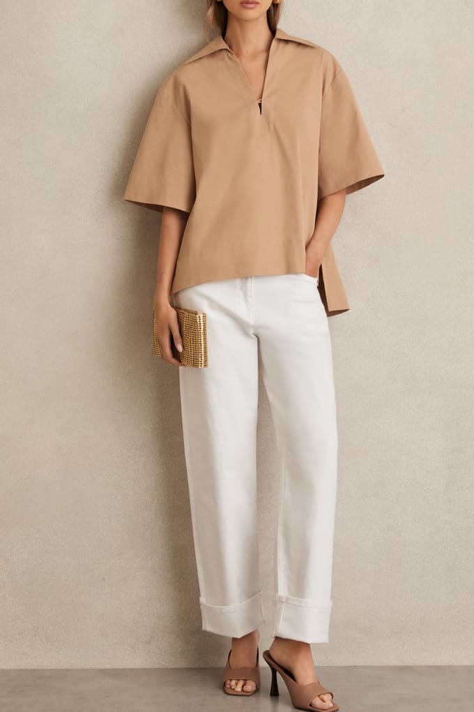 Reiss Overhead Cotton Top Camel Taglia: 18 | Magliette intime Outlet | Donna | Marrone