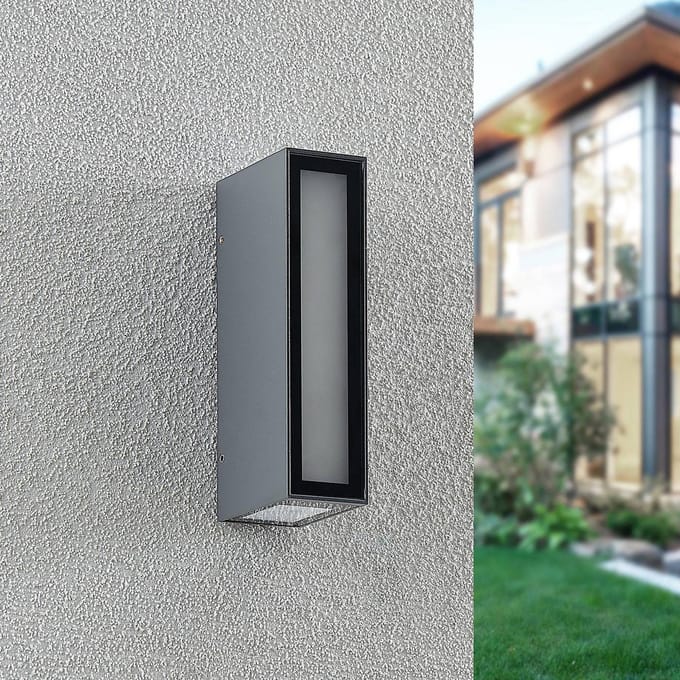 Prios Loriava LED buitenwandlamp in donkergrijs