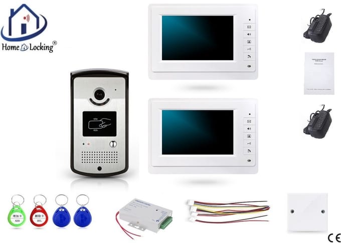 Home-Locking complete deur intercom/videofoon met 2 binnen panelen en elektro box 12VDC voor aansluiting elektrisch slot.DBF-DT-2216-1E-2