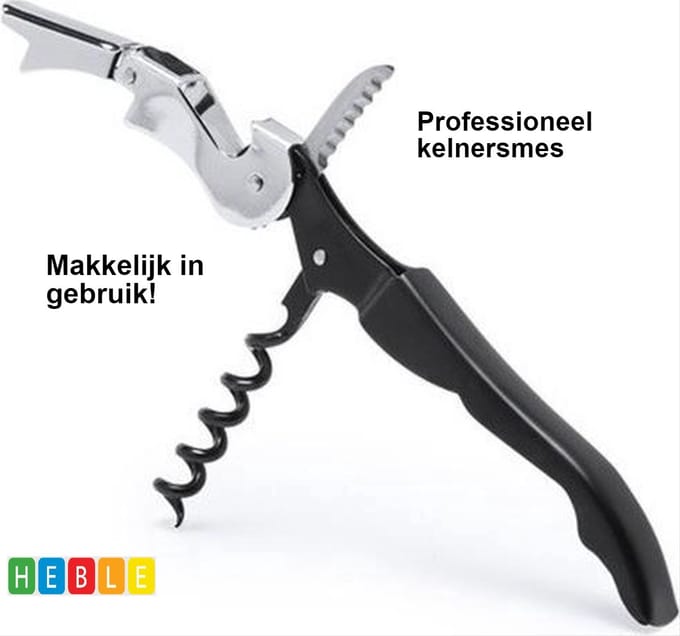 Bar Professional Kelnermes 12 cm - Rvs - Perfect voor Professionele Gebruikers - Wijnfles Openen - Heble®