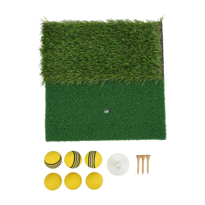 Slagmat Dubbel Gras Mini Golf Training Oefenpad Launch Zone Slag Turf Mat black