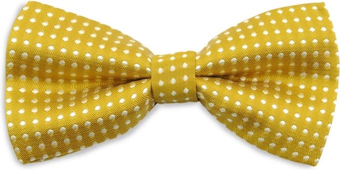 We Love Ties - Strikken - Kinderstrikje Stijn Stippel oker - oker / wit