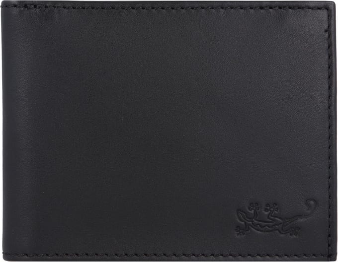 oxmox Leren portemonnee Leather RFID Protect Pocketbörse Lizard Embossed Black zwart