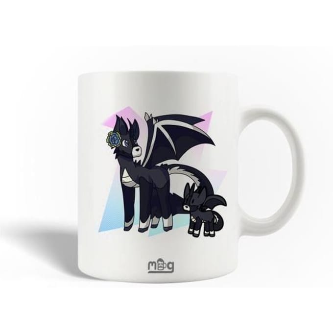 Mug en Céramique - Licorne Dragon - 30cl - Compatible Lave-Vaisselle - Blanc - Rond