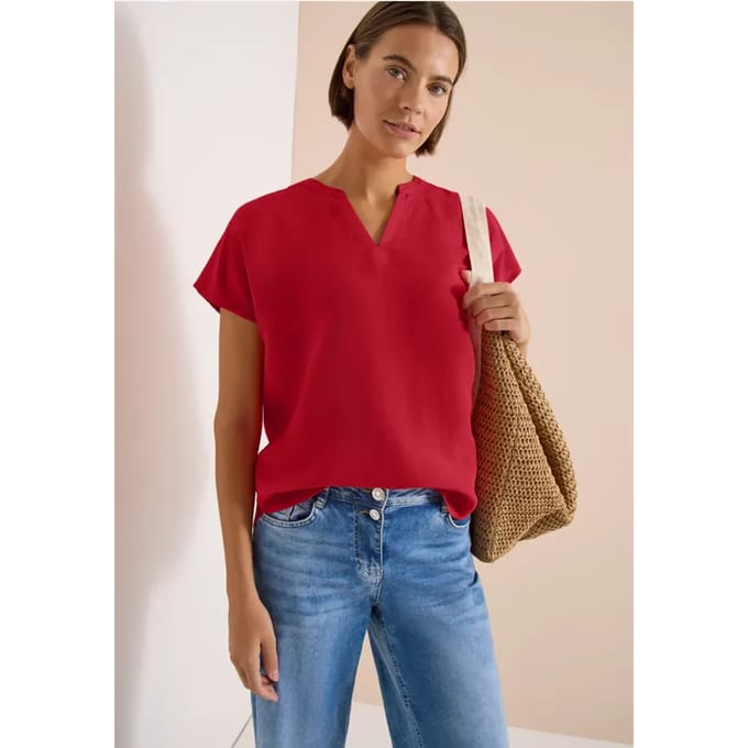 3/4-mouwen blouse met gespleten hals