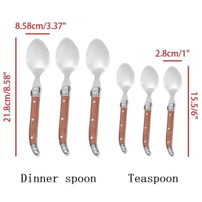 6-10 stuks 6 inch Laguiole Theelepel 8,5 inch Dinerlepels Mini Koffie Dessertlepel set Houten Handvat Eetlepel Roestvrij Bestek gray