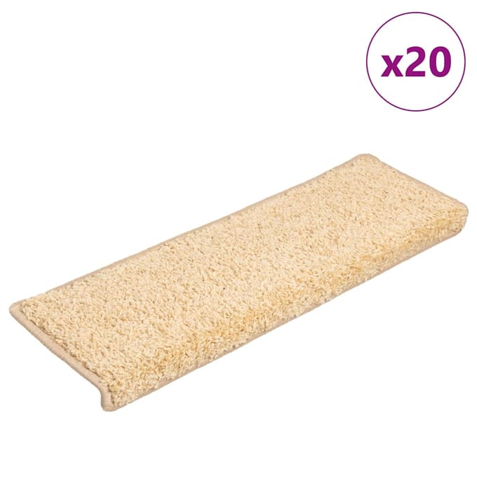 vidaXL - Trapmatten - 20 - st - 65x21x4 - cm - crème - met - rechthoekige - rand