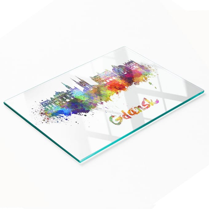 Multifunctioneel decoratief keukenbord van gehard glas, Gdańsk, 80x52 cm