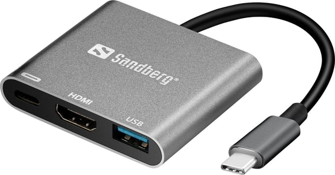 Sandberg - 136-00 - USB-C Mini Dock HDMI+USB - Full HD 4K video streaming - 60HZ