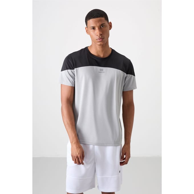 Heren T-shirt met kleurafwisseling en ronde hals