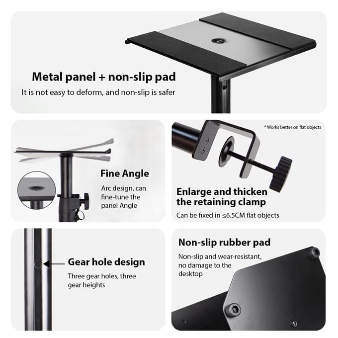 Luidsprekerstandaards Desktop Monitoring Luidspreker C-vormige Klemrek Professionele Hefstandaard Thuis C-shaped Clamp zwart