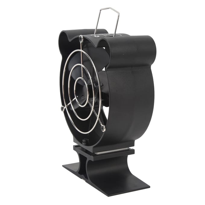 Mini 6-blads houtkachelventilator met beschermkap voor pelletkachels black