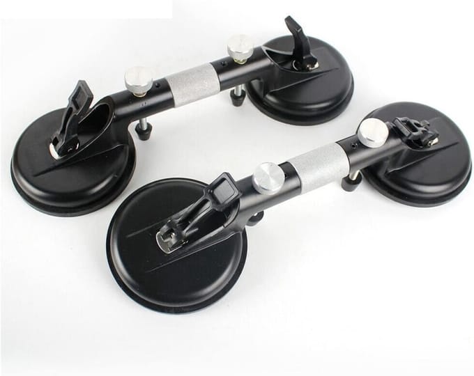 Steen Naad Setter - Tegel Spanner Nivelleerder - Naden Stellen - Dubbele Zuignap - 2 stuks - Zwart