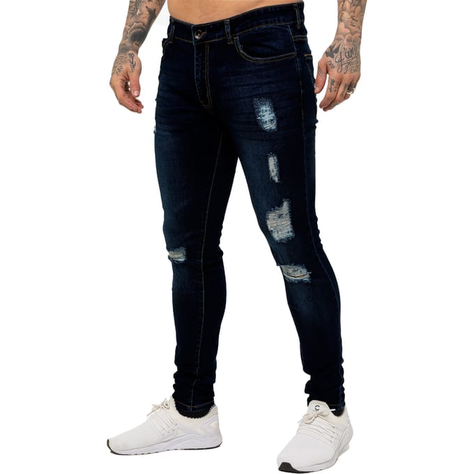 Enzo heren skinny gescheurde jeans