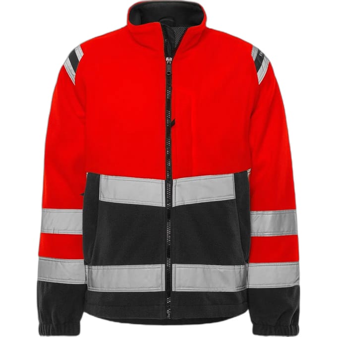 Fristads Hi Vis Fleecejack Winddicht Klasse 3 4041 Fe - Hi-Vis rood/zwart - S