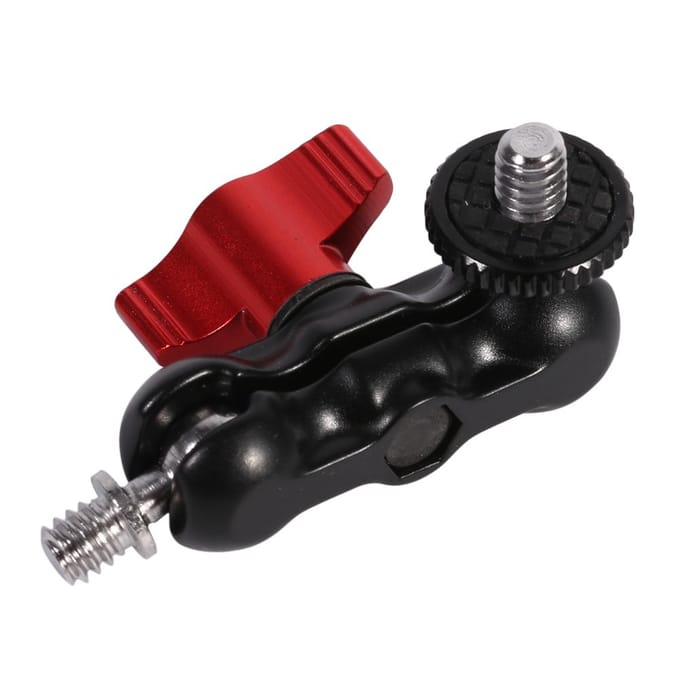 Adaptateur de Montage sur Bras Multifonction Double Rotule avec Monture Griffe et Vis 1/4 Pouce Pour DSLR black