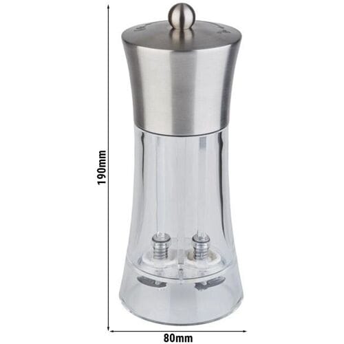 GGM Gastro (6 Stück) 2in1 Salz & Pfeffermühle - Acryl - Höhe: 190 - Transparent