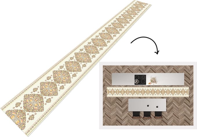 Keukenloper - Keukenmat - Boho - Goud - Design - Luxe - 480x60 cm - Keuken vloerkleed
