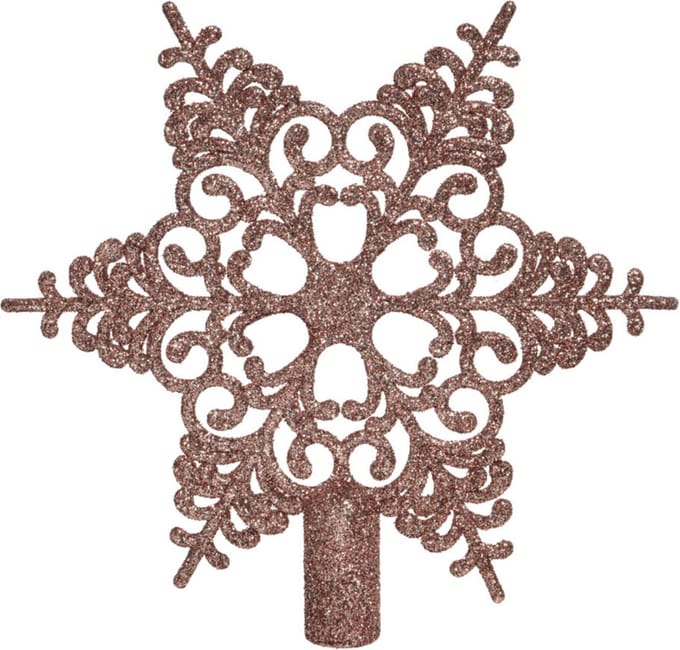 Ster piek/kerstboom topper met glitters - lichtroze (blush pink) - 19 cm - Kerstversiering/kerstboomversiering
