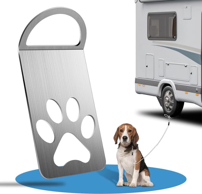 Roestvrij stalen ankerblok voor honden - 0,5 cm dik - camping accessoire met grote haak en rubber buffer